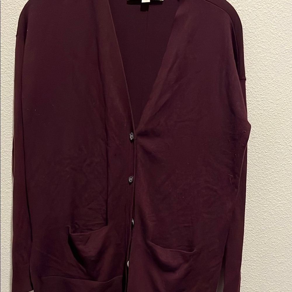 Maroon Button-Up Cardigan